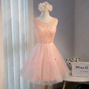 Blush Lace Knee Length Girl Homecoming Dress Under 80 Dollar