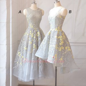 Flattering Silver Striated Lace Girl Homecomeing Dress Luminous Yellow Shivering