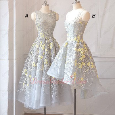 Flattering Silver Striated Lace Girl Homecomeing Dress Luminous Yellow Shivering