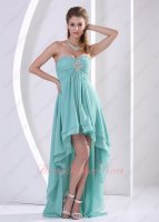 Cheap Turquoise Chiffon High Low Style Spring Vacation Gowns Group Purchase