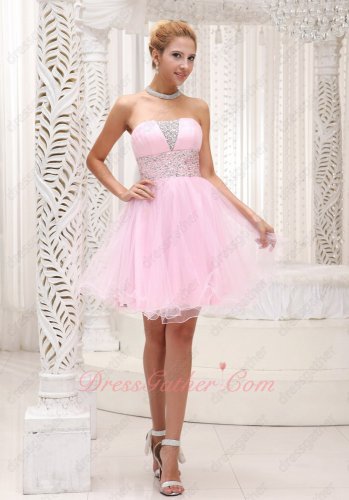 Endearing Strapless Empire A-line Baby Pink Mini Stage Night Club Prom Dress Wholesale