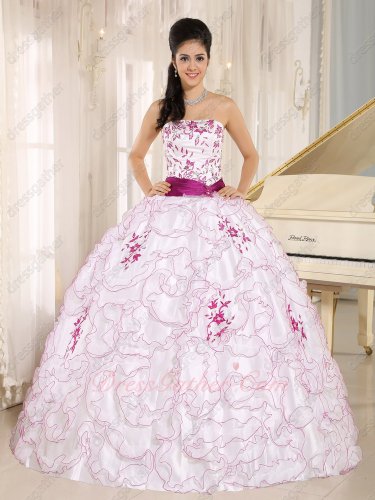 Princess White Military Ball Gown With Regency Embroidery/Curly Edge Parent Gift