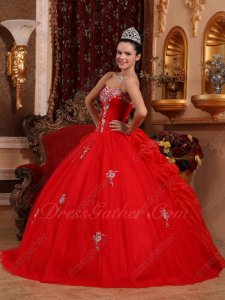 Scarlet Girls Birthday Quinceanera Gown Flat Tulle Front Bubble Organza/Ruffles Back