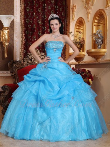 Aqua Blue Adult Ceremony Allure Quinceanera Sweet 16 Ball Gown Direct Marketing