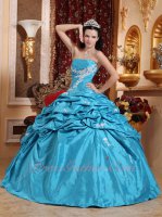 Strapless Aqua Blue Half Bubble Skirt Quinceanera Gown For Girl Wear