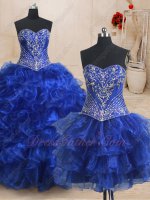 Detachable Embroidery Bodice/Mini/Floor Length Skirt 3 Pieces Quinceanera Gown Queen
