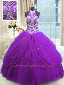 Regency Halter Bright Regency Puffy Tulle Quinceanera Ball Gown Sweet 16 Ceremony