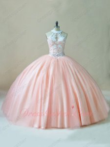 Off-White and Blush Tulle Combination Popular Quinceanera C'est Quoi Ball Gown