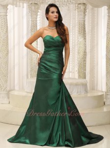 Decent Hunter Green Taffeta Company Fellowship Formal Brush Dress Without Beading