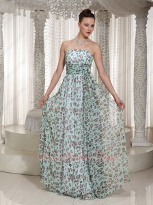 Mint Green Print Leopard Soft Chiffon Summer Beach Style Selva Formal Prom Dress