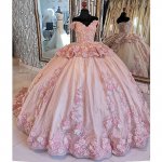 3D Flowers and Applique Decorated Quinceanera Dress High Low Peplum