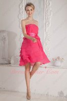 Lovely Layers Skirt Hot Pink Chiffon Wedding Bridesmaid Dress With Sash