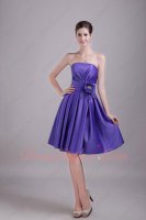 Strapless Ruching Blue Violet 2020 New Trend Color Short Prom Dress Wedding Guest