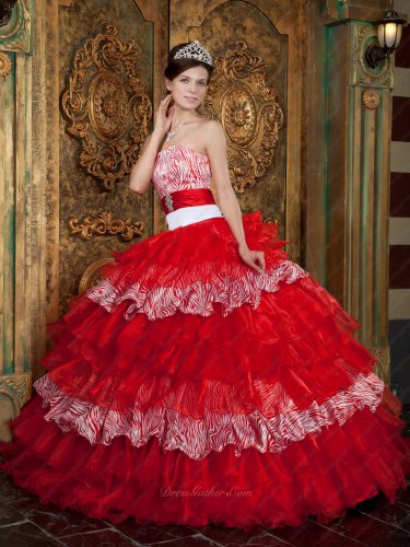 Zebra/Red Layers Winter Warm Quince Military Evening Ball Gown Buy Get Jacket Free