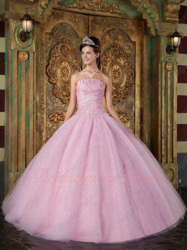 Customization Dull Dust Pink Plain Tulle Skirt Formal Ball Gown Quinceanera Queen