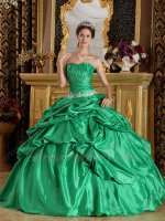 Deep Dust Spring Green Bulging Puffy Bubble Quinceanera Wear Ball Dress Promotion