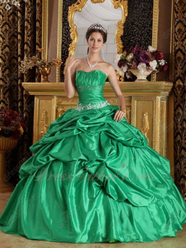 Deep Dust Spring Green Bulging Puffy Bubble Quinceanera Wear Ball Dress Promotion