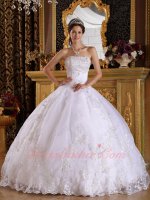Spotlessly White Appliques Quinceanera Ball Gown Factory Real Products Picture