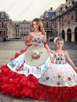 White Quince Ball Dress With Four-Layers Wave Red Skirt Ride Horse Two Pieces Sale