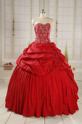 Embroidery Red Taffeta Court Ball Gown Dance Wear Amazon Style For Sale