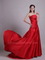 Joyous Red Thick Satin Wedding Ceremony Bridal Embroidery Evening Gowns Fishtail