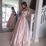 The Very Prom Dress Off Shoulder Cameo Brown Pink Sun Skirt With Side Pockets