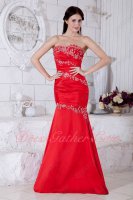 Silver Embroidery China Red Taffeta Juniors Evening Gowns Trumpet Package Hips