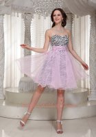 Flattering Baby Pink Gauzy Organza Zebra Lining Short Homecoming Dress Fashionable