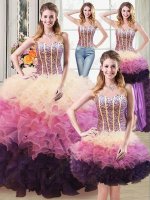 DIY Dress 3 Colors Layers Quinceanera Gown Four Pieces Detachable Different Kinds Wear