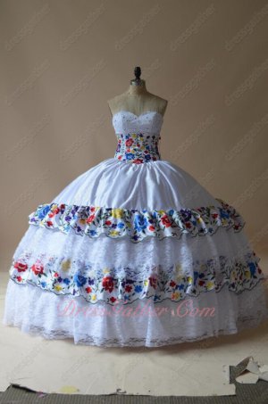 white and gold charro quince dress