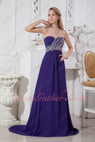 Look Slim Sweetheart Strip Crystals Blue Violet Evening Dress Online Factory Shop
