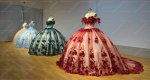 Shimmery Off Shoulder 3D Flowers Application Love 15th Quinceanera Dress and Train XV Sweet 16 Ball Gown