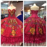 Sweetheart Neck Charro Embroidery Flowers Fuchsia Quinceanera Dress and Ruffles