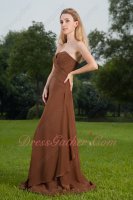 Not expensive Chocolate Brown Strapless Long A Bridal Bridesmaid Dress Lovely