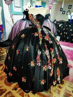 Wholesale Strapless Floor Length Floral Embroidery Quinceanera Dress With Bow