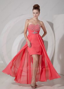 Hot Sale Beaded High-low Skirt Watermelon Sing and Dancing Party Dress Suitable
