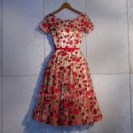 Casual Red and Wine Red Lace Skirt With Champagne Lining Lady Party Dress