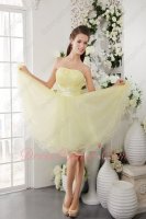 Strapless Curly Hemline Light Daffodil Yellow Tulle Sweet 16 Little Evening Gowns
