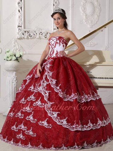 Lolita/Court Style Wine Red/White Vintage Quince Military Gown With Lacework