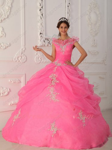 Off Shoulder Flouncing V Neckline Rose Pink Allure Quinceanera Dress Amazon