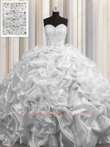 Silver Luxury Quinceanera Ball Gown Bubble Cathedral Train High Quality Tailoring