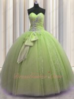 Glamorous Dust Yellow Green Ball Gown Spakle Tulle 2019 Sixteen Birthday Most Selected