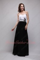 White Top Black Bottom Chiffon Skirt Classical Match Color Evening Prom Gowns