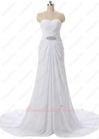 Cross Ruching Embellished Lightness White Chiffon Prom Dress Special Price
