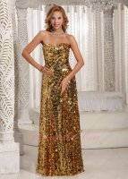 Shiny/Sparkling Gold Paillette Sequin Evening Pageant Dress Performance Stage Prop