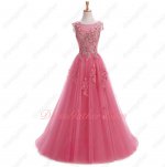 Pretty See Through Scoop Watermelon Tulle Girls Formal Dress Style Popular Of 2019