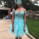 Spaghetti Straps & Off Shoulder Aqua Blue Tulle Warped Hemline College Prom Dress