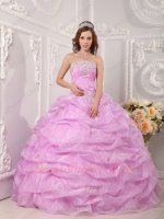 Pop Color Trend Lilac Organza Quinceanera Ball Gown Floor Length Full Bubble Skirt