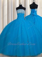 From Bust To Waist Full Polyester Boning Deep Dodger Sky Blue Quinceanera Gown Smart