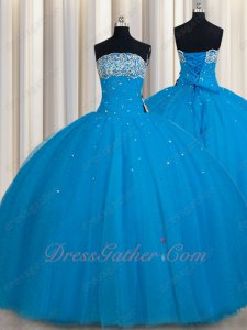 From Bust To Waist Full Polyester Boning Deep Dodger Sky Blue Quinceanera Gown Smart